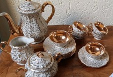 Bareuther Und M. MEYER Mocca Service  Weiß Gold Blumen