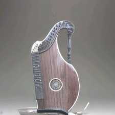 Harfen Zither Meinel & Herold Markneukirchen geschnitzt, Bein Intarsien um 1920!