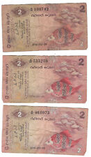 3 alte Sri Lanka 2 Rupien Geldscheine von 26.3.1979 