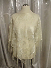 Poncho Sommer Cape One Size leicht Champagner mit Schmetterlinge Transparent