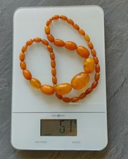 Bakelit Kette 61g 41 Perlen ca. 60cm Bernsteinfarbig kein Würfel