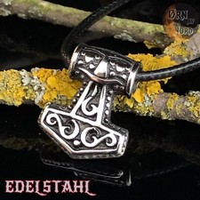 KLEINER MJÖLNIR EDELSTAHL ANHÄNGER 316L THORS HAMMER DAMEN FRAUEN KETTE WIKINGER