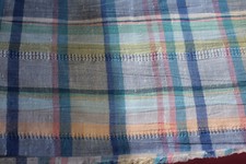 Blusenstoff  150 x 200 blau, gelb, grün,kariert durchgewoben,Leinwandbindung