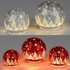 Formano LED Deko Kugel FROSTY mit LED Licht + Timer stehend Farbglas Winterwald