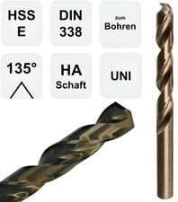 HSS-E (Cobalt 5%) Spiralbohrer Metallbohrer Edelstahlbohrer Ø 1 bis 25 mm DIN338