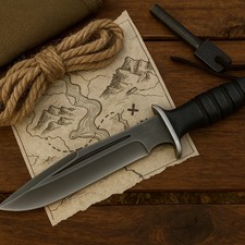 Handgefertigtes Bowie-Messer D2 Stahl Jagd- und Campingmesser mit Lederscheide