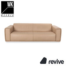 WK Wohnen Leder Dreisitzer Beige Creme Sofa Couch