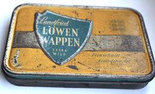 alt Blechdose Landfried Löwenwappen geprägt Feinschnitt Tabak Extra mild 50g