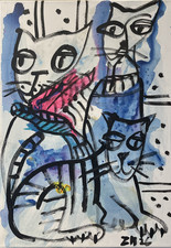 Katzen Malerei Neon70x50