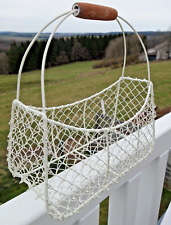 Landhaus Deko Korb Ostern Tasche Eierkorb 31x30x16cm Eisengeflecht Weiß NEU