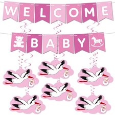 Babyparty Deko Girlande Storch