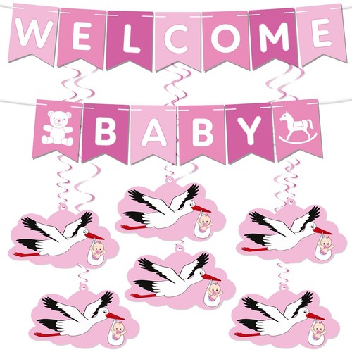 Babyparty deko girlande storch - babyparty,