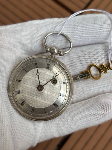 Spindeltaschenuhr 40mm silber - spindeltaschenuhr,