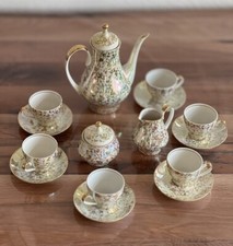 Zauberhaftes Mokka Service Perlmutt Vintage Kahla Porzellan DDR Goldrand