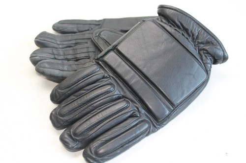 Black leather gloves - black,