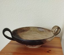 Karlsruher Majolika Keramik, Obstschale 7277 mit Henkel, beige, braun, Dm 26 cm