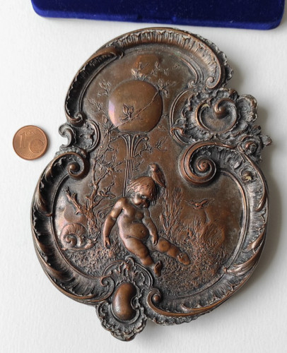 Antike bronze plakette engel - plakette,