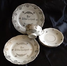 Porzellan Waldershof Zur Silberhochzeit Silberdekor Sammelgedeck Teller Tasse &
