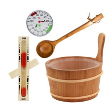 HAF® Saunakübel Set Thermo-Espe 4 Liter + Einsatz, Kelle, Klimamesser & Sanduhr