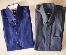 2 x Herren Hemd: von Seidensticker grau Gr 42 + Pierre Cardin blau Gr 40