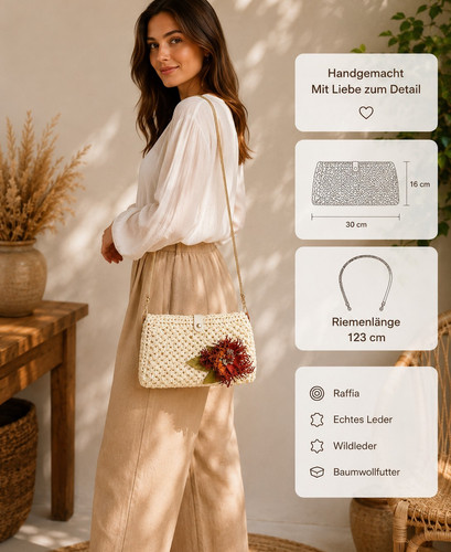 Handmade raffia crossbody bag - raffia,