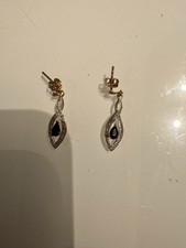 Ohrhänger Echtgold 14k Gelbgold Echtschmuck Mit Saphirstein