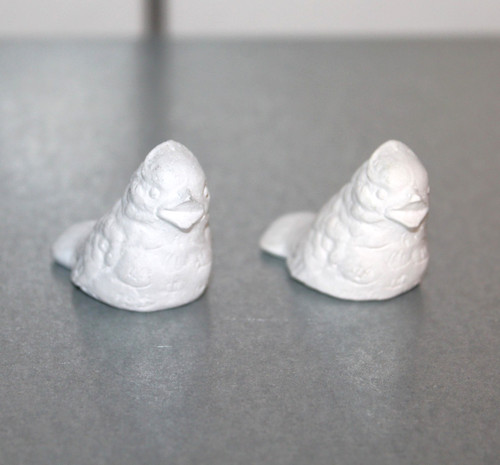 Kleine vogel gips figuren - 2x,