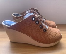 Swedish Hasbeens for H&M Clogs Gr. 40 Leder Plateau Keil Sandalen Wedges Braun