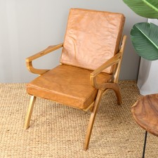 Teakholz Leder Sessel Yoksna