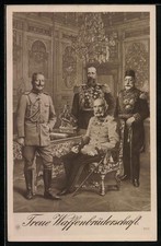 AK Treue Waffenbrüder, Viererbund, Kaiser Wilhelm II., Franz Josef v. Österreic 