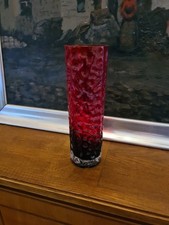 Art Glas Rot Zylinder 20cm H