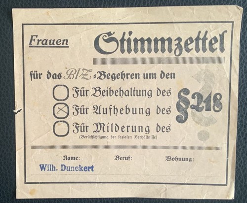 Stimmzettel für das - stimmzettel,