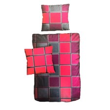 Hochwertige Baumwolle Bettwäsche Kariert Rot Schwarz 135x200 80x80cm