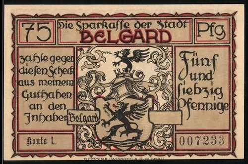 Notgeld belgard pfennig - belgard,,