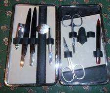 @ Maniküre Set, 7 teilig, 2 Teile fehlen, Scheren gebraucht, Kunststoff-Etui