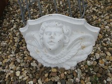 Großer Engel, Putte, Blumentopf, Wandhänger,  Gusseisen, Konsole, Amphore