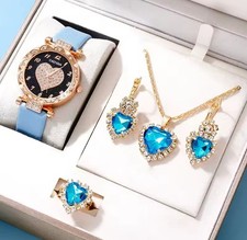 Damen Uhr Schmuck Set Blau