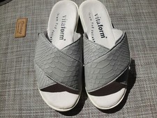 VITAFORM Damen-Pantolette Softnappaleder Kreuzriemen Gr.38 Hellblau