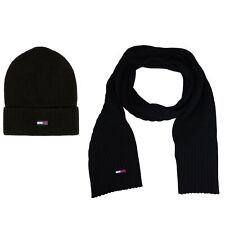 Tommy Hilfiger Damen Mütze Schal SET Schwarz Beanie and Scarf