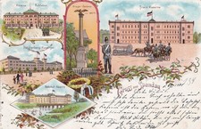 Litho kasernen in berlin - ak,