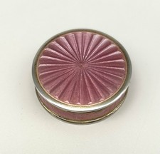Pillendose 925/-Silber Emaille Guilloche Rosa Art Deco