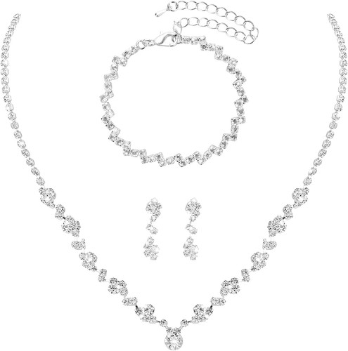 Brautschmuck set silber strass - brautschmuck,