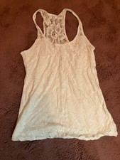 Hollister Top Weiß Größe XS mit Spitze Tanktop Shirt Top