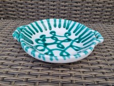 Gmundner Keramik Grüngeflammt  Schüssel / Schale mit Griffen ca. 4,5 cm Hoch