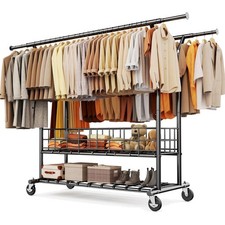 Kleiderständer Rollen Tragkraft 283kg Doppelstangen Metall Industriedesign