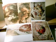 Kunst / Malerei. Michelangelo Buonarotti. 5 x Alte Kunstdruckkarte / Postkarte f
