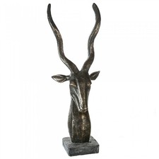 Skulptur Afrika Tierkopf bronzefarben Sockel grau Höhe 55cm Deko Geschenk B-Ware