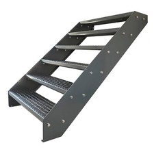 Premium Treppe Verzinkt 6 Stufen 600-1400mm Höhe 1140mm Garten Außentreppe