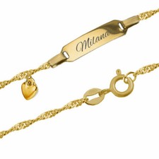 Taufarmband Singapur mit Herz-Gold333(8Karat)-ca. 1,8mm- Gravur- Made in Germany