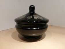Antik schwarz Glasdose Deckeldose onyx Glas mit silber Bonboniere overlay ?
